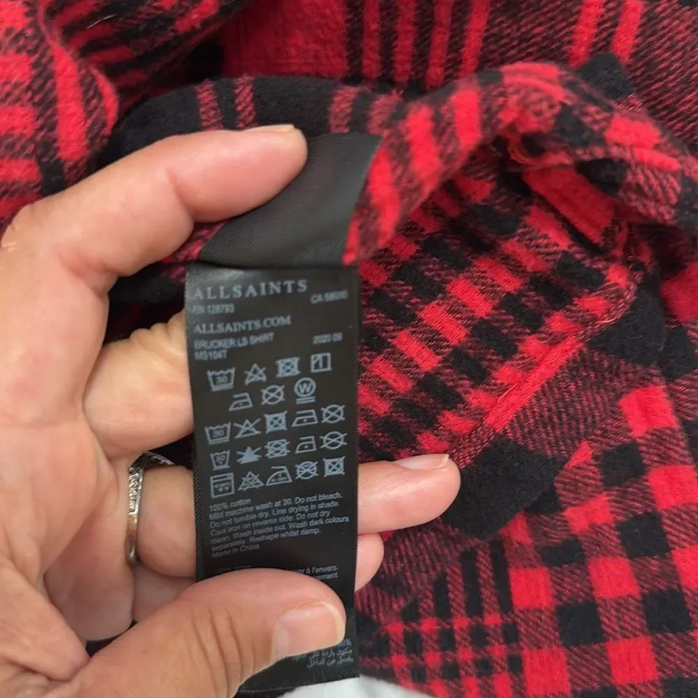 All Saints Brucker Plaid Shirt Jacket Mens XL